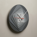Modern 7-Layer Grey Wooden Wall Clock